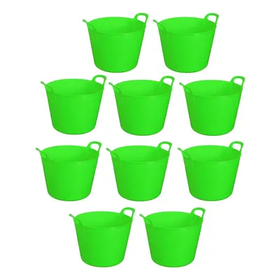 (Light Green Set Of 10) Plastic Litre Flexi Tub Storage Bucket