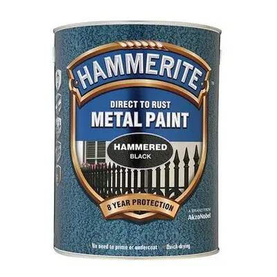 Hammerite HFBL5L Direct to Rust Hammered Finish Metal Paint Black Litre