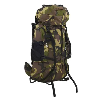 vidaXL Hiking Backpack Travel Rucksack Green Camouflage L Oxford Fabric