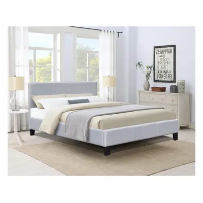 (3ft Single, With Amelia Mattress) Light Grey Fabric Gas Lift Ottoman Bedframe