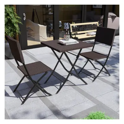 (Brown) Capri Seat Bistro Set Garden Table Chairs Folding