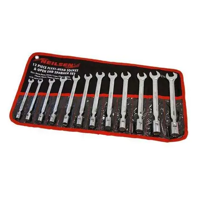 Flexi-Head Socket / Open End Wrench 12pc Set 8-19mm (Genuine Neilsen CT0853)