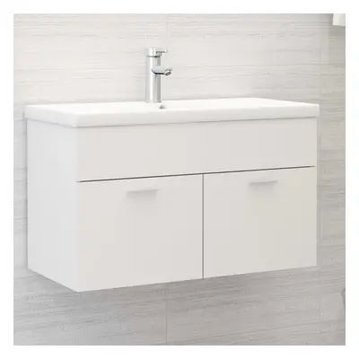 vidaXL Sink Cabinet with Built-in Basin White Chipboard Bathroom Vanity Unit