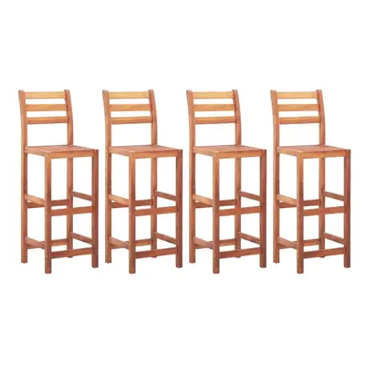 vidaXL 4x Solid Acacia Wood Bar Chairs with Backrest Garden Counter Stool