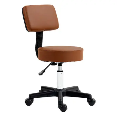 HOMCOM Adjustable Swivel Salon Chair Padded Seat Back Wheels Brown