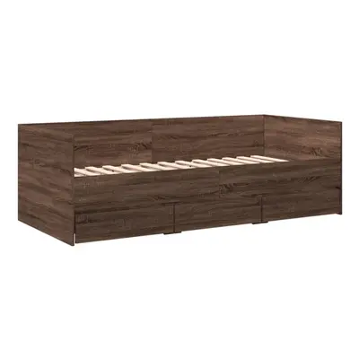 (brown oak, x cm) vidaXL Daybed with Drawers Sofa Bed Grey Sonoma 100x200 cm Engineered Wood