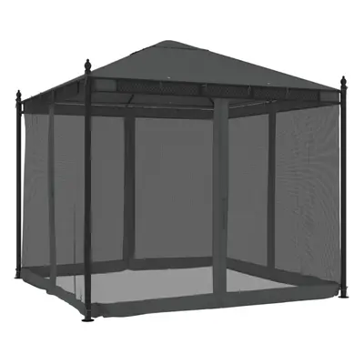 (anthracite) vidaXL Gazebo with Mesh Walls Pavilion Tent Marquee Balcony Shelter Steel