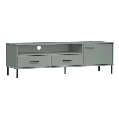 (grey) vidaXL Solid Wood Pine TV Cabinet with Metal Legs OSLO Furniture Multi Colours