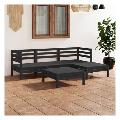 vidaXL Garden Lounge Set Outdoor Sofa Set Couch Piece Solid Pinewood Black