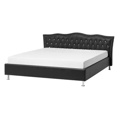 Bed METZ x cm (EU King Size) Faux Leather Black