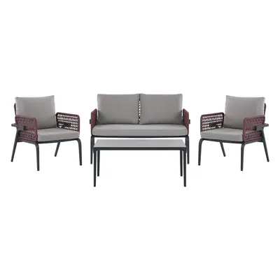 Garden Lounge Set with Table Seater SCIACCA Metal Grey