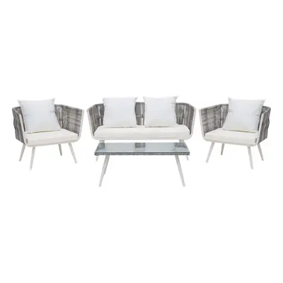 Sofa Set with Table RAGUSA PE Rattan Off-White