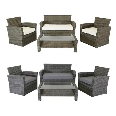 Charles Bentley Modern Piece Rattan Garden Patio Furniture Set - Weatherproof Tempered Glass in 