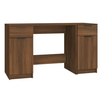 (Brown oak) vidaXL Desk with Side Cabinet Engineered Wood Standing Desk Multi Colours