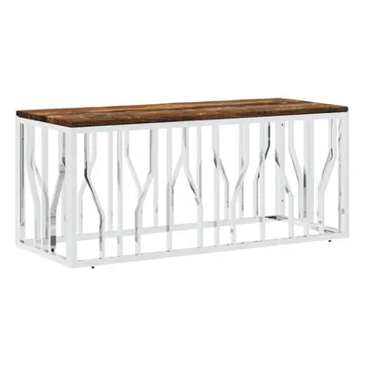 vidaXL Coffee Table End Side Table Stainless Steel and Solid Wood Reclaimed