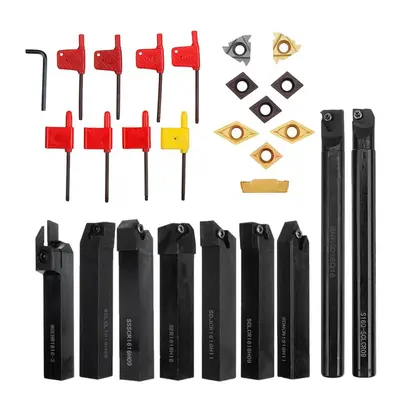 9pcs 16mm Shank Lathe Boring Bar Turning Tool Holder Set with Carbide Inserts