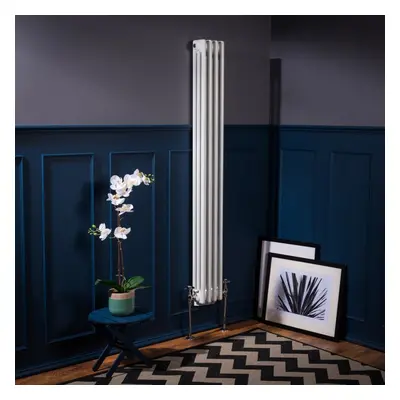 (1500 x 200mm Triple, White) PlumbGalaxy Traditional-Style Cast Iron Radiator