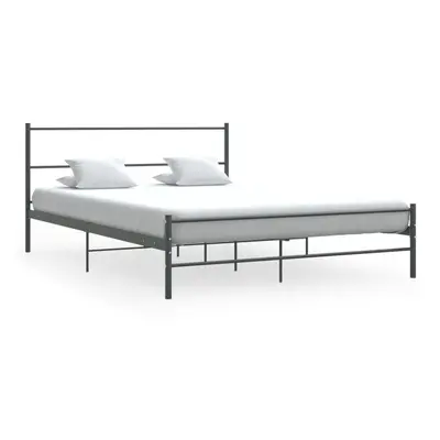 vidaXL Bed Frame Grey Metal 140x200cm Double Solid Base Bedroom Furniture