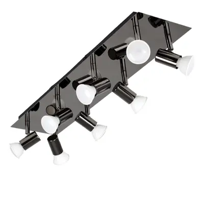 Large Modern Rectangular Black Chrome Plate Way Adjustable Ceiling Spotlight - with x 5W Cool Wh