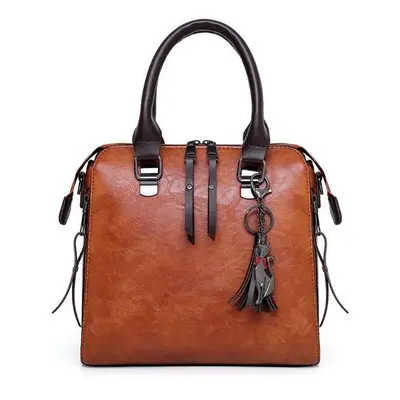 (Brown) PCS Women Faux Leather Handbag Vintage Elegant Multi-function Crossbody Bag