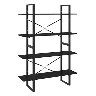 vidaXL Solid Pine Wood 4-Tier Book Cabinet Black Home Bookcase Storage Rack