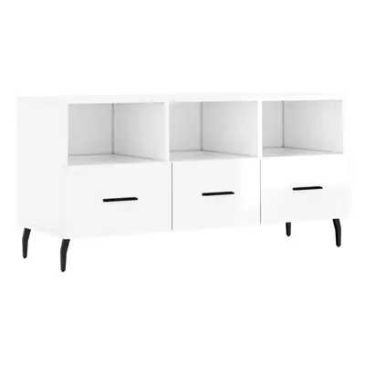 vidaXL TV Cabinet TV Unit Sideboard TV Stand High Gloss White Engineered Wood