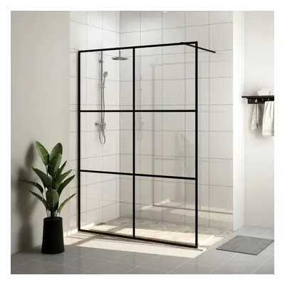 vidaXL Walk-in Shower Wall with Clear ESG Glass Black Shower Screen Partition