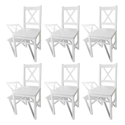 vidaXL 6x Dining Chairs Wood White Home Kitchen Living Room Furniture Seat