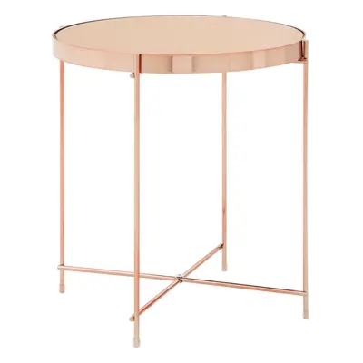 Premier Housewares Allure Pink Mirror Low Side Table