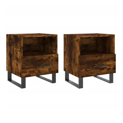 (smoked oak, pcs) vidaXL Bedside Cabinets Side Table Nightstand pcs Sonoma Oak Engineered Wood