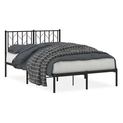 (black, x cm/ with headboard) vidaXL Metal Bed Frame with Headboard Mattress Foundation Black 80