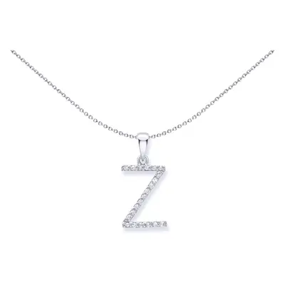 Jewelco London 9ct White Gold Diamond Initial Charm Pendant Letter Z 9mm x 16mm - INNR029-Z