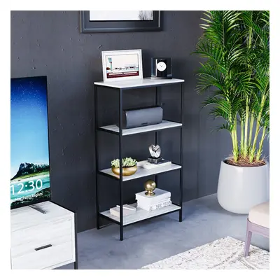 (Grey) Brooklyn Industrial Bookcase Wooden Shelves Tier