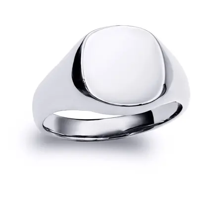 (Y) Jewelco London Solid Rhodium-plated Sterling Silver Polished Square Cushion Signet Ring - AR