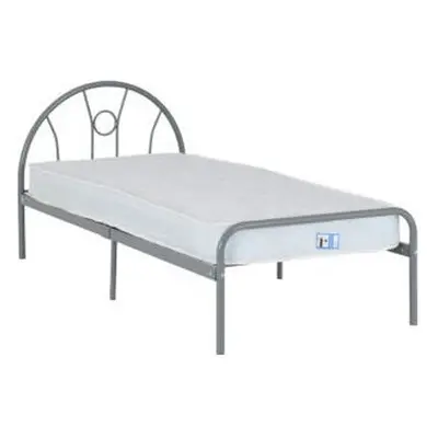 (Single 3ft-90cm) Nova Metal Bed Frame Silver-Mattress Not Include