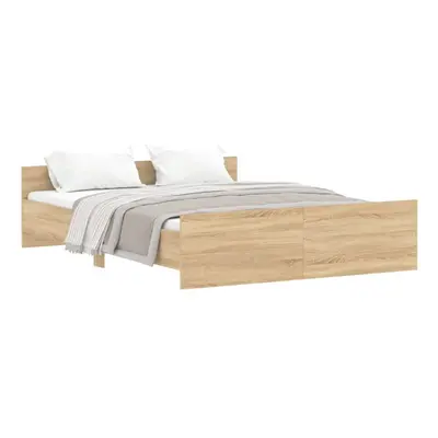 (sonoma oak, x cm) vidaXL Bed Frame with Headboard and Footboard Mattress Foundation Bed Base