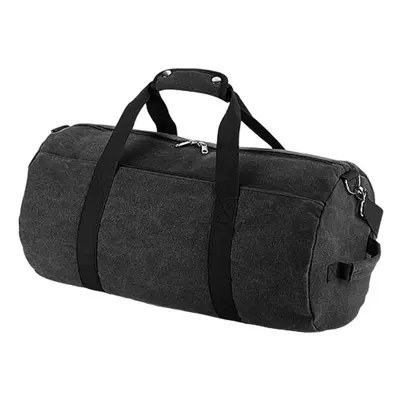 (One Size, Vintage Black) Bagbase Barrel Canvas Duffle Bag