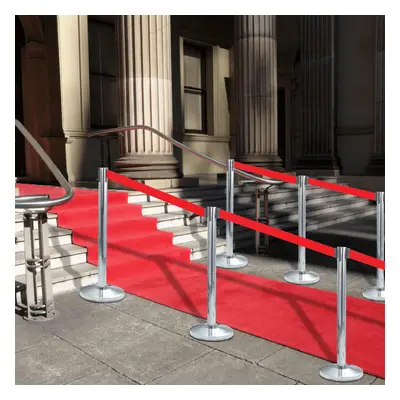 vidaXL 4x Stanchions with Belts Airport Barrier Stainless Steel Silver Fencing