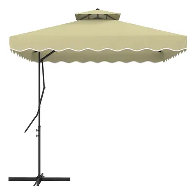 Outsunny 2.5m Square Cantilever Garden Parasol Umbrella with Cross Base, Beige