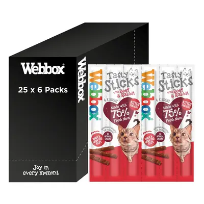 Webbox Tasty Sticks Cat Treats, Beef and Rabbit - Kitten Friendly, Wheat and Grain Free, No Arti