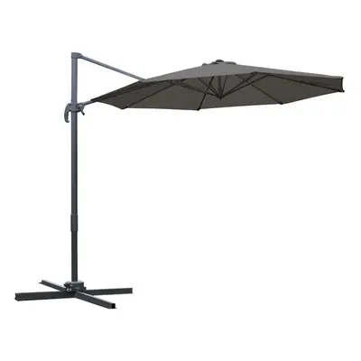 Outsunny 3(m) Garden Banana Parasol Patio Cantilever Hanging Umbrella Dark Grey