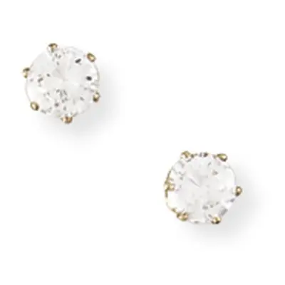 Jewelco London Ladies 9ct Yellow Gold Cubic Zirconia Claw Stud Earrings - 4mm - SENR02304