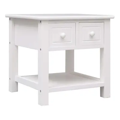 vidaXL Paulownia Wood Side Table White Home Coffee Couch Table Nightstand