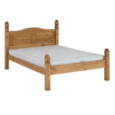 Corona Double 4ft 6inch Bed Frame Low Foot End Distressed Waxed Pine