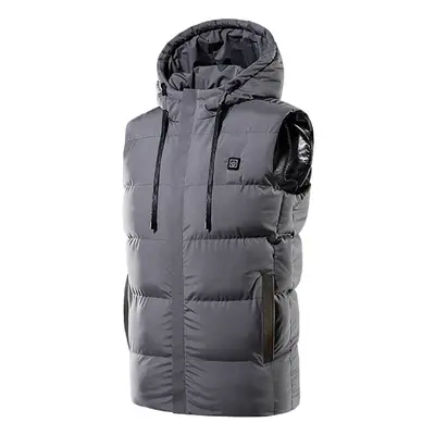 (Grey, M) Unisex USB Heating Electric Heated Winter Warm Jacket Hooded Coat Clothing