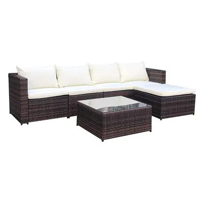 (Brown, Without Cover) EVRE Miami Rattan Outdoor Set with coffee table