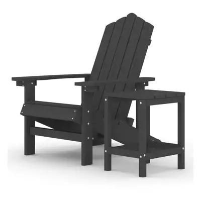 vidaXL Garden Adirondack Chair with Table HDPE Anthracite Outdoor Armchair