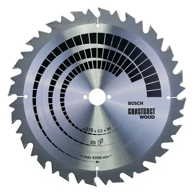 Bosch Wood Construct Circular Saw Blade, 315mm x 3.2mm x 30mm, Teeth, Silver