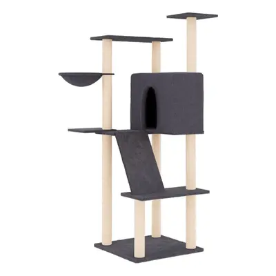 (dark grey) vidaXL Cat Tree with Sisal Scratching Posts Cat Scratch Tower Cat Climber