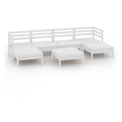 vidaXL Solid Pinewood Garden Lounge Set Piece White Patio Pallet Sofa Set